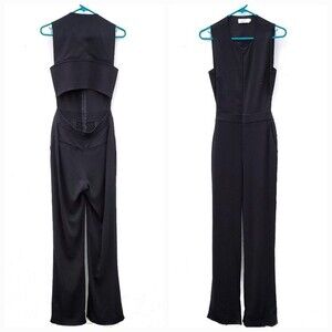 A.L.C. Black Open Back Scoop Neck Front Zip Jumpsuit size 2